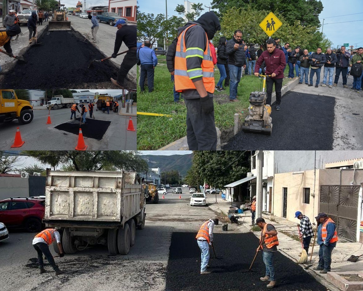 Emprende Lalo Gattas, intenso programa de bacheo en Victoria